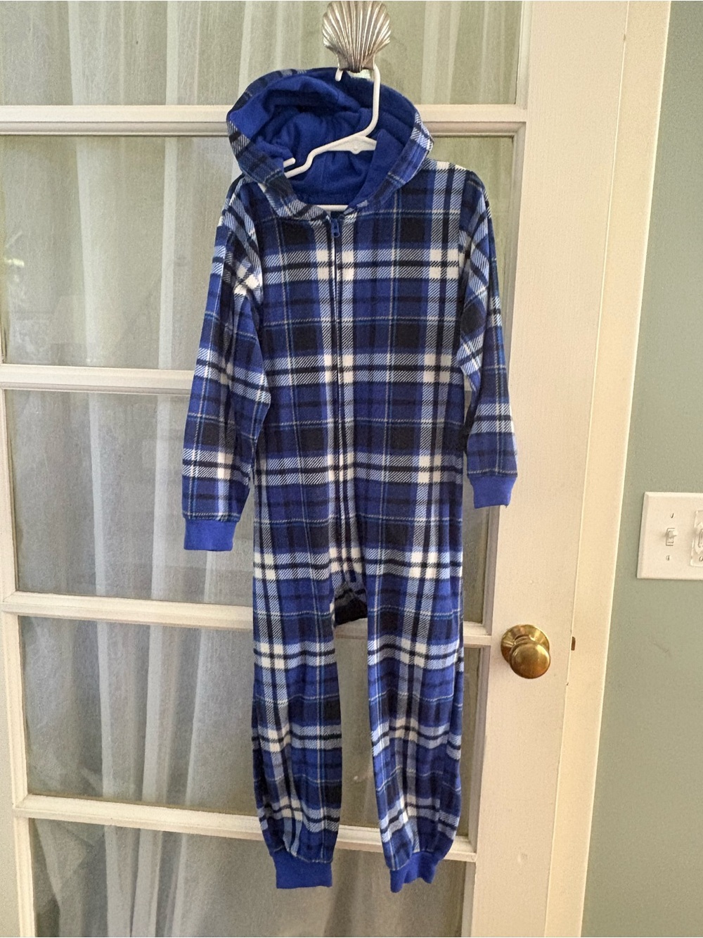 Size 5 6 Kids Hooded Fleece Pajamas One-Piece footless PLACE